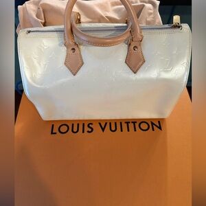 Louis Vuitton Speedy 35 Vernis Pearl Perle 🔥RARE🔥 Vintage Bag COA
